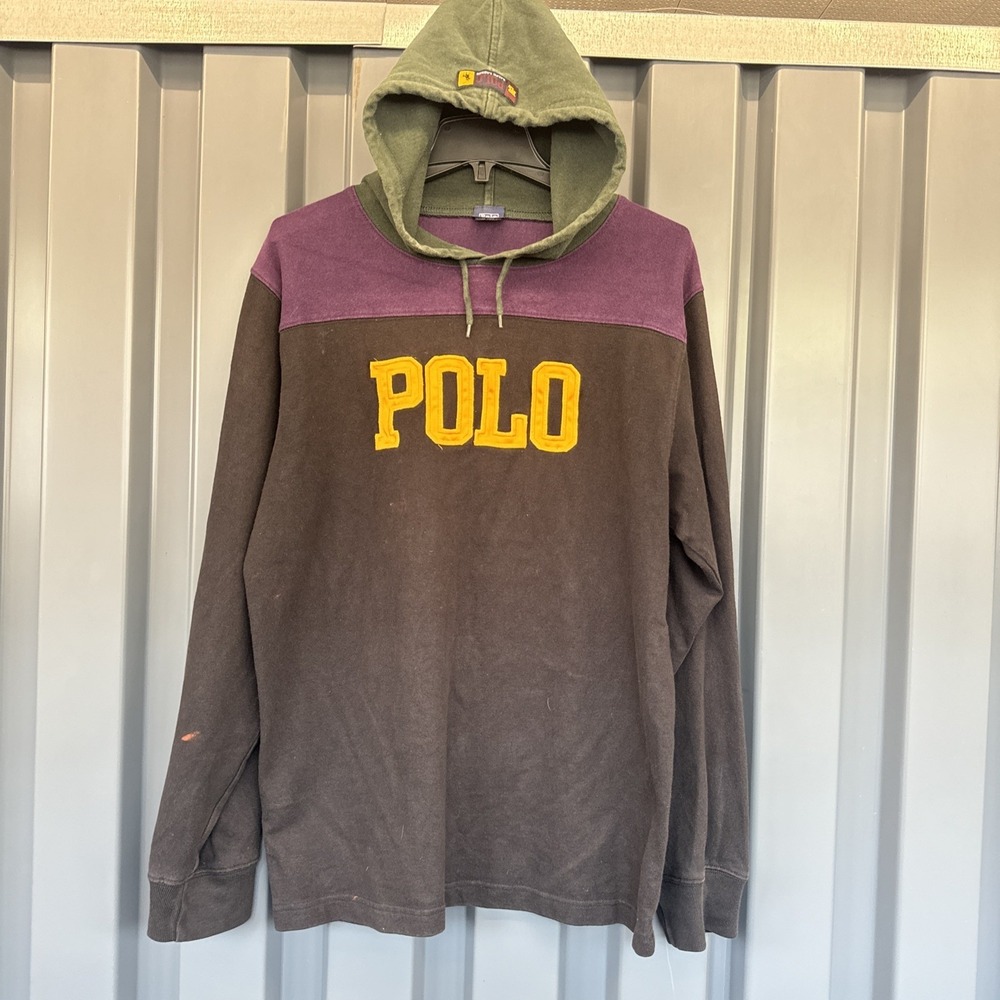 Ralph Lauren Men's Vintage 90s Sweatshirt Hoodie Big PONY Polo